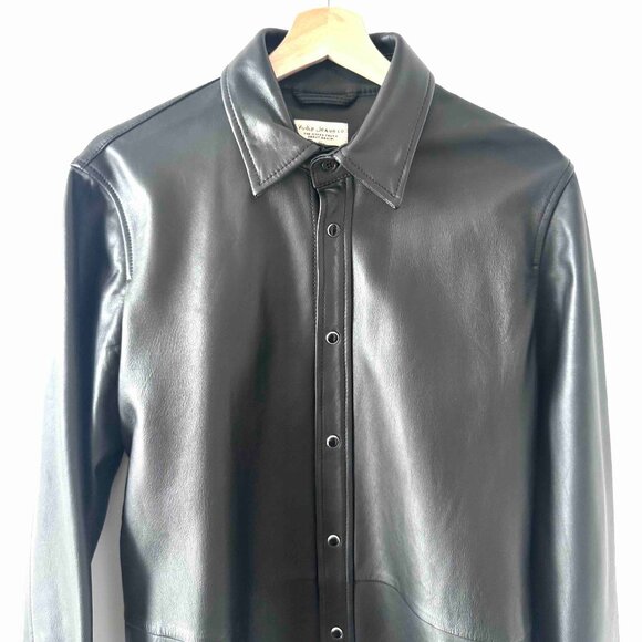 Nudie Jeans, Black Leather Hugo Shirt, Small, EUC - Picture 6 of 7